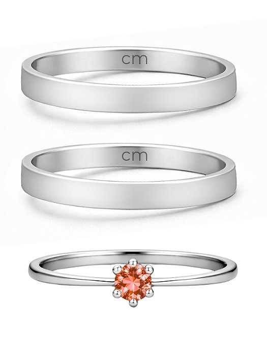 Par de Aliança Holanda 2mm + Solitário Vermelho - Aço Inox