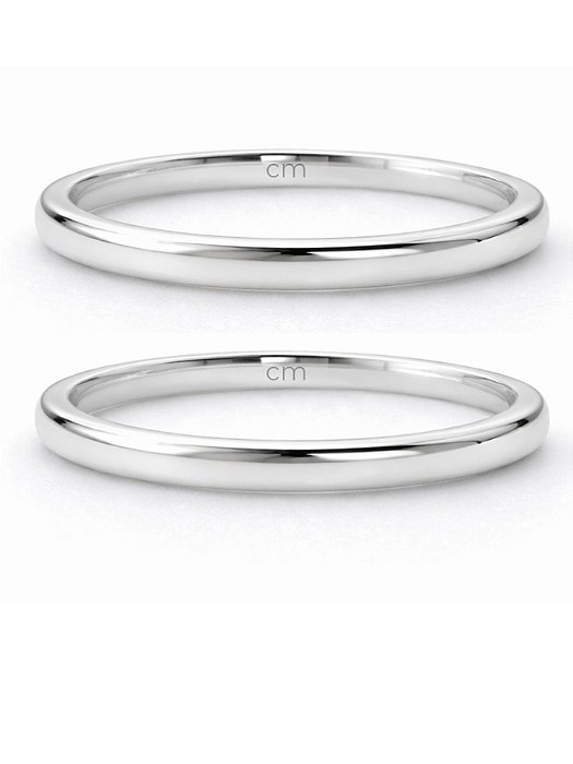 Par de Aliança Julieta 2mm - Prata 950