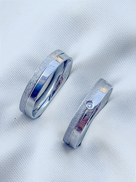 Par de Aliança Capadócia com pedra - Aço Inox