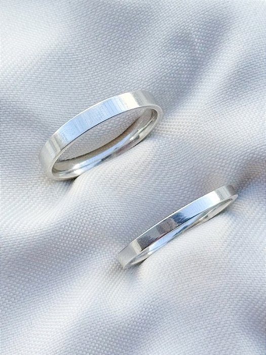 Par de Aliança Holanda 2mm + 3mm - Prata 950