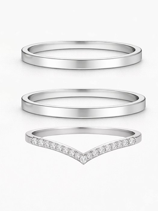 Par de Aliança Holanda 1,5mm + Solitário Cravejado V - Prata 950