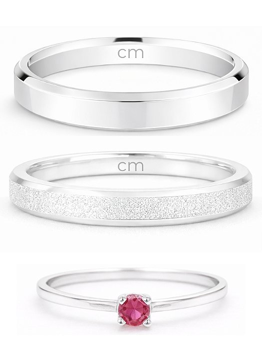 Par de Aliança Snow White 3mm Diamantado + Solitário Encanto Rosa escuro - Prata 950