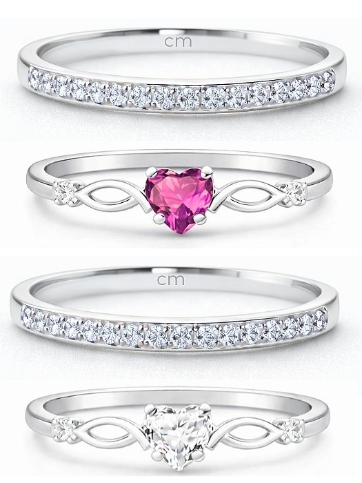 Par de Aliança Bella + Solitários Love - Prata 950