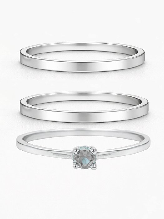 Par de Aliança Holanda 1,5mm + Solitário Encanto - Prata 950