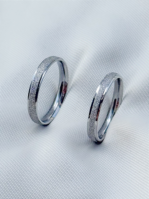 Par de aliança diamantada 3mm - Aço Inox