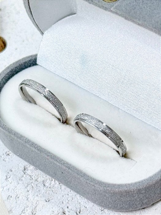 Par de aliança diamantada 3mm - Aço Inox