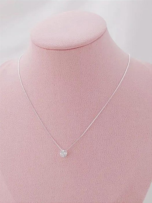 Colar ponto de luz 6mm - Folheado a prata