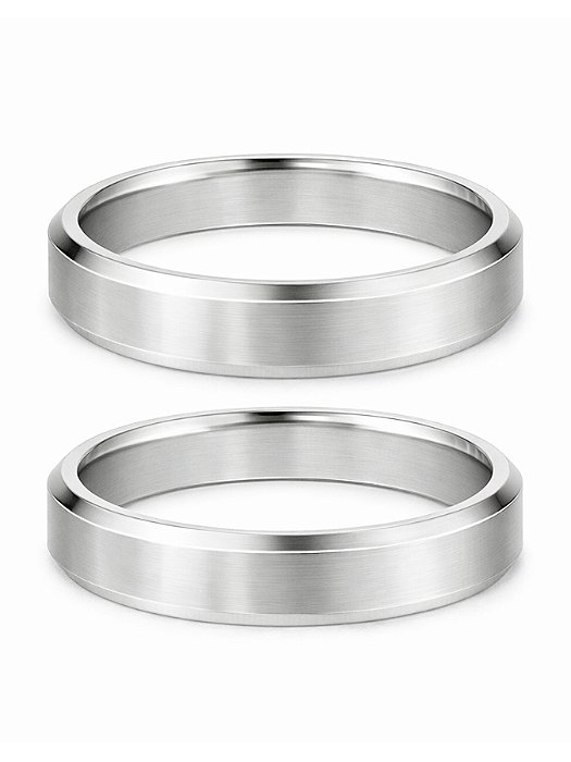 Par de Aliança Chanfrada 4mm - Aço Inox