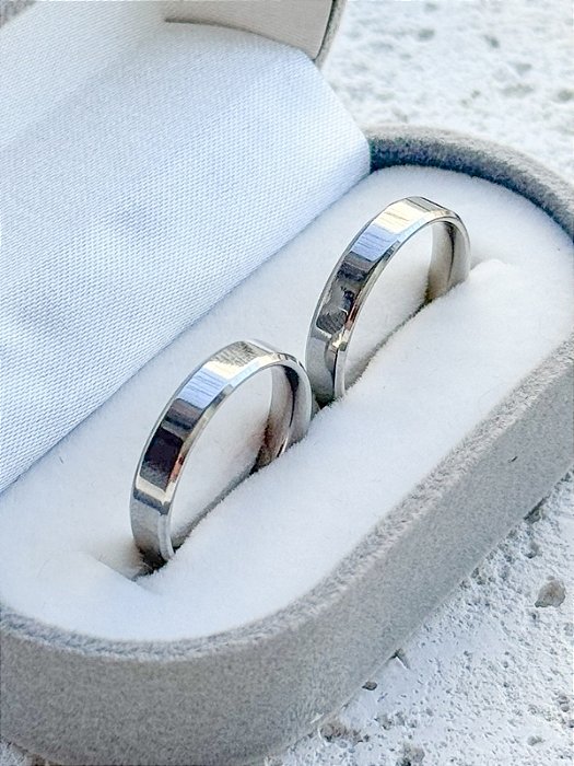 Par de Aliança Chanfrada 4mm - Aço Inox