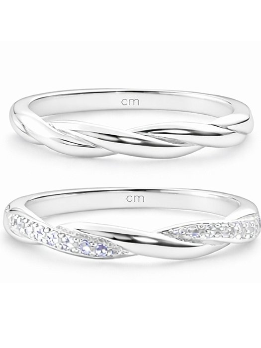 Par de Aliança Mônaco com pedra - Prata 950