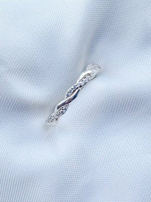 Anel Aliança Mônaco com pedra - Prata 950 (Unidade)