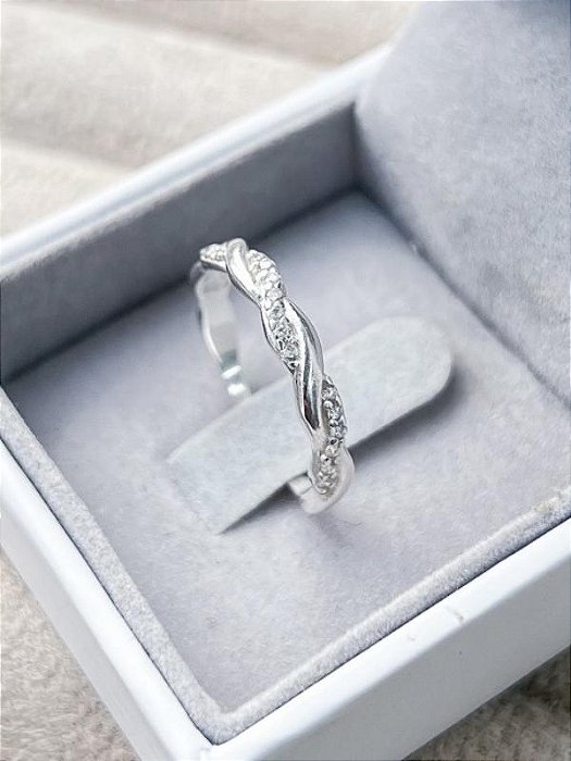 Anel Aliança Mônaco com pedra - Prata 950 (Unidade)