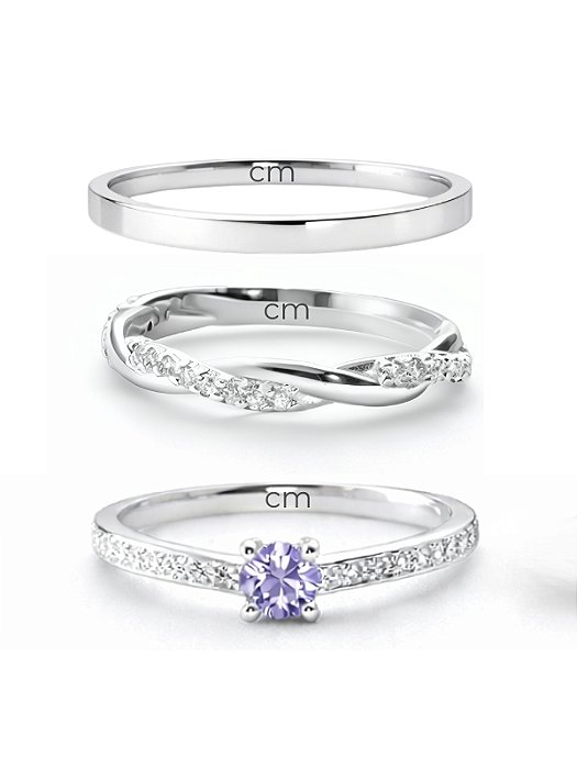 Par de Aliança Mônaco com pedra e Holanda + Solitário Romantic roxo - Prata 950