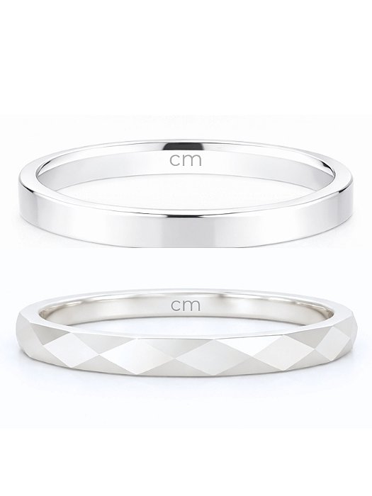 Par de Aliança Geométrica + Holanda 2mm - Prata 950