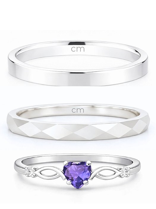 Par de Aliança Geométrica + Holanda 2mm + Solitário Love Roxo - Prata 950