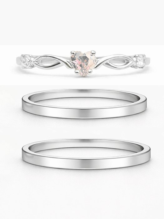 Par de Aliança Holanda 1,5mm + Solitário Love Cristal - Prata 950