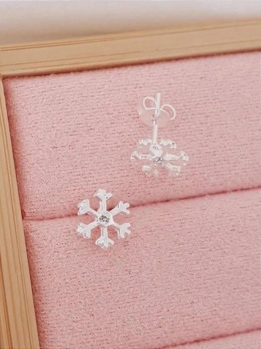 Brinco Floco de neve - Folheado a prata
