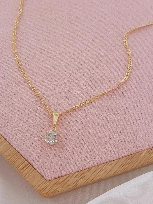 Colar Strass - Folheado a ouro