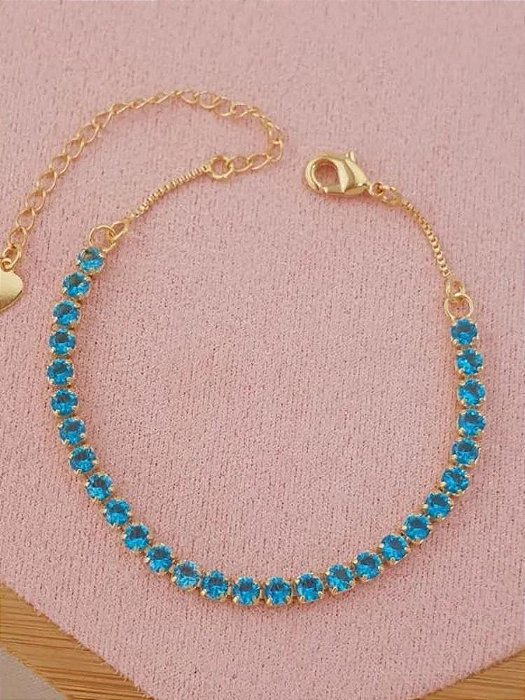 Pulseira cravejada azul - Folheado a Ouro