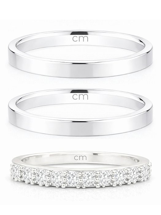 Par de Aliança Holanda 2mm + Solitário Pace cristal - Prata 950