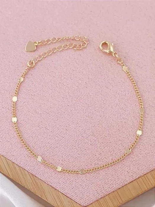 Pulseira bolinhas achatadas - Folheado a ouro