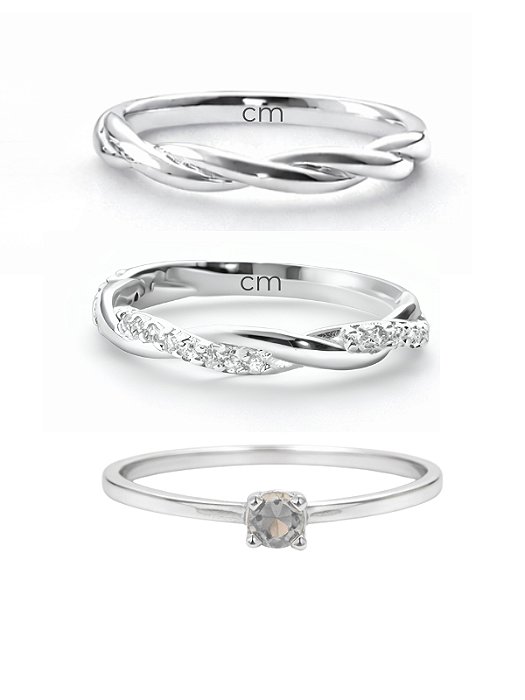 Par de Aliança Mônaco com pedra + Solitário encanto cristal - Prata 950