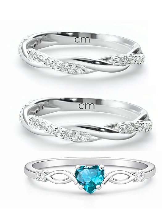 Par de Aliança Mônaco ELAS + Solitário Azul - Prata 950