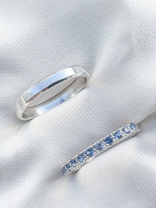 Par de Alianças Pace blue - Prata 950