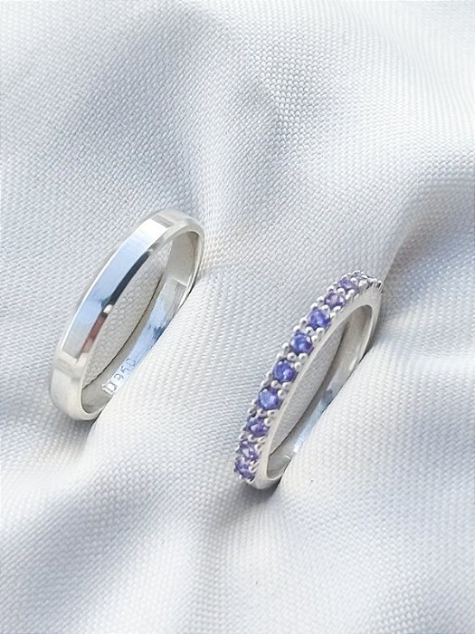 Par de aliança Pace Purple - Prata 950
