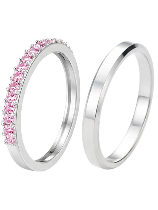 Par de Aliança Pace pink - Prata 950