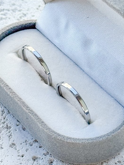 Par de Aliança Chanfrada 2mm - Aço Inox