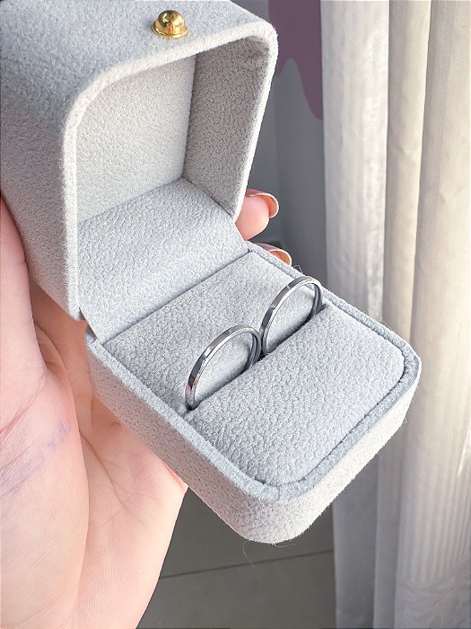 Par de Aliança Chanfrada 2mm - Aço Inox