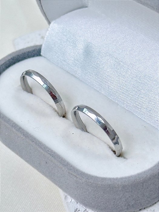 Par de Aliança geométrica 3mm - Aço Inox