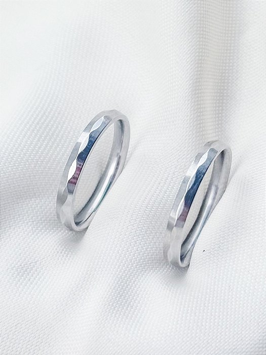 Par de Aliança geométrica 3mm - Aço Inox