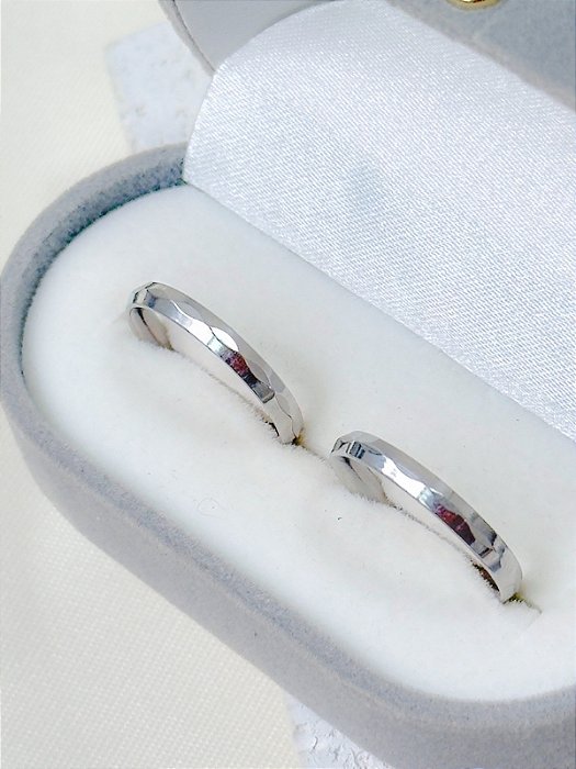 Par de Aliança geométrica 3mm - Aço Inox