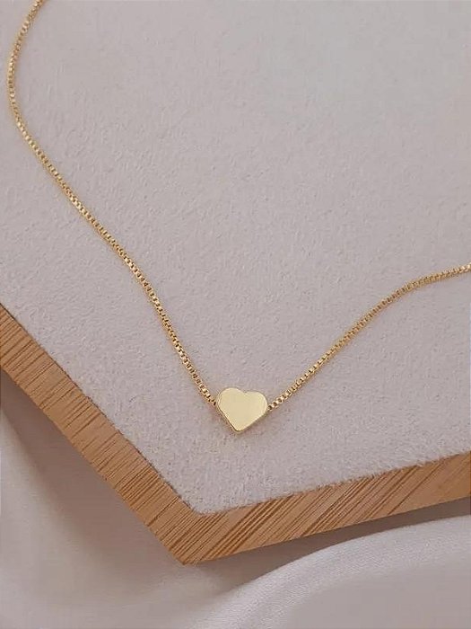 Colar mini coração - Folheado a ouro