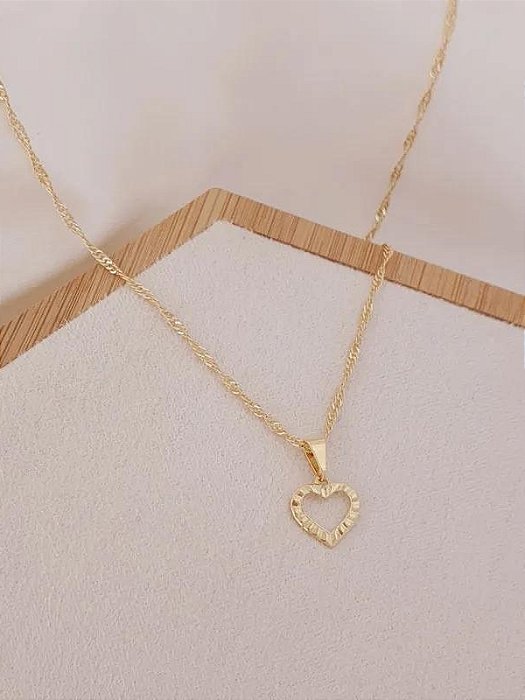 Colar coração simples - Folheado a ouro