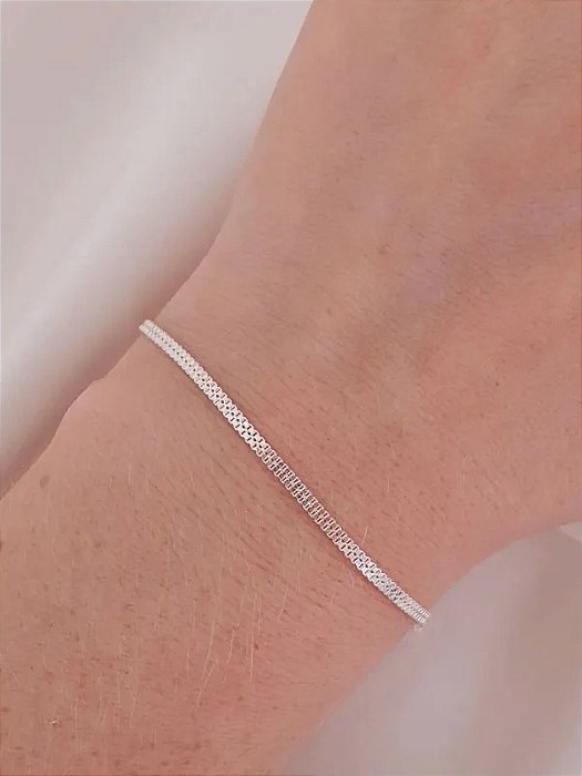 Pulseira rede 2mm - Folheado a prata