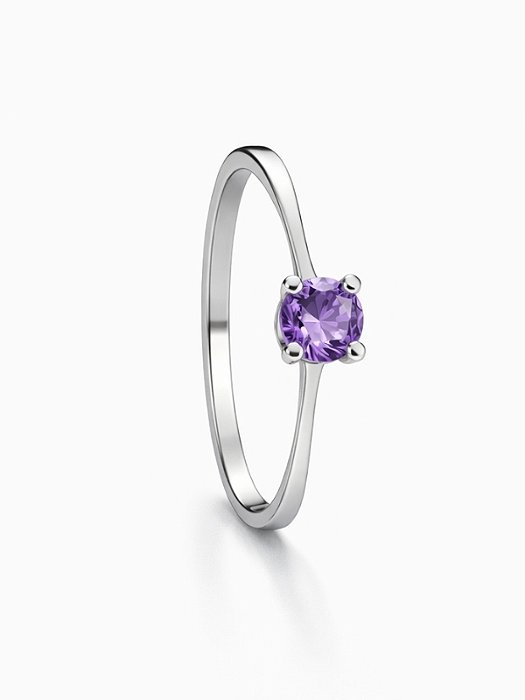 Anel Solitário Malta Roxo - Aço Inox