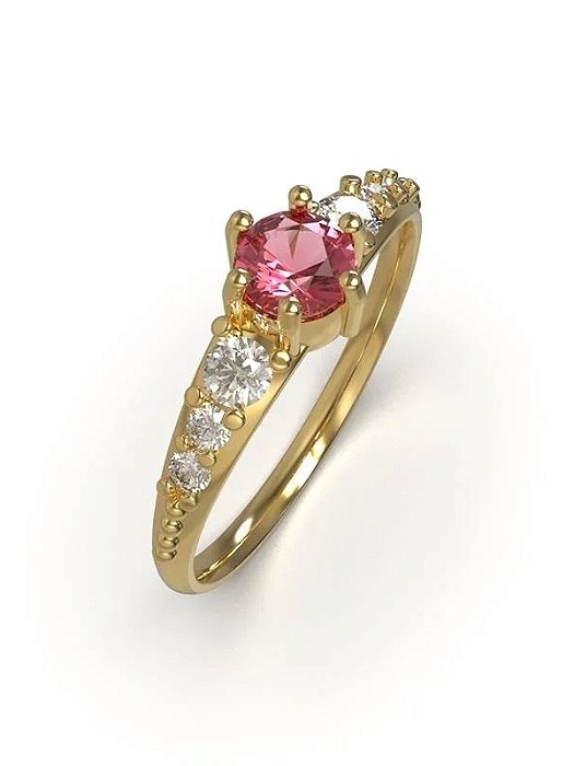 Anel solitário Bell Rosa - Moeda Antiga