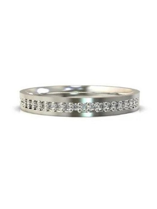 Anel Aliança Meia volta cravejada 3mm - Prata 950