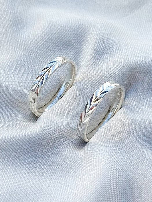 Par de Aliança Romana - Prata 950