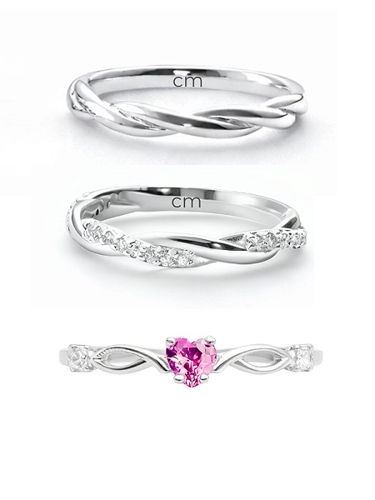 Par de Aliança Mônaco com pedra + Solitário Love rosa Escuro - Prata 950