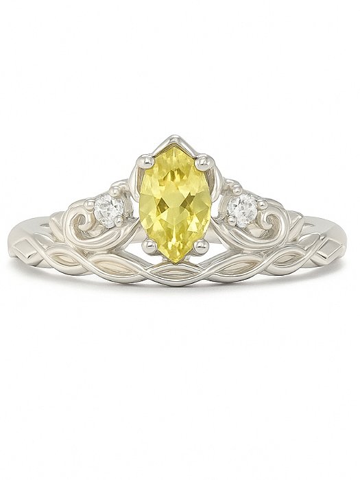 Anel Solitário Princesa Bela - Prata 950