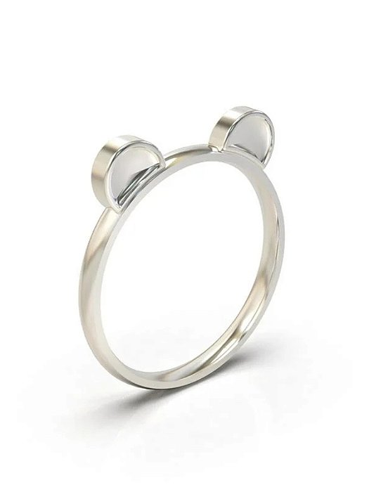 Anel Solitário Orelha de Urso - Prata 950