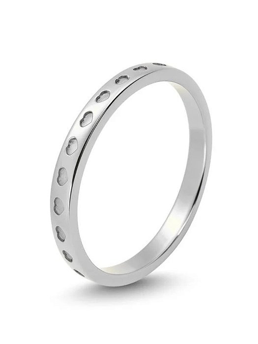 Anel aparador mini corações - Prata 950