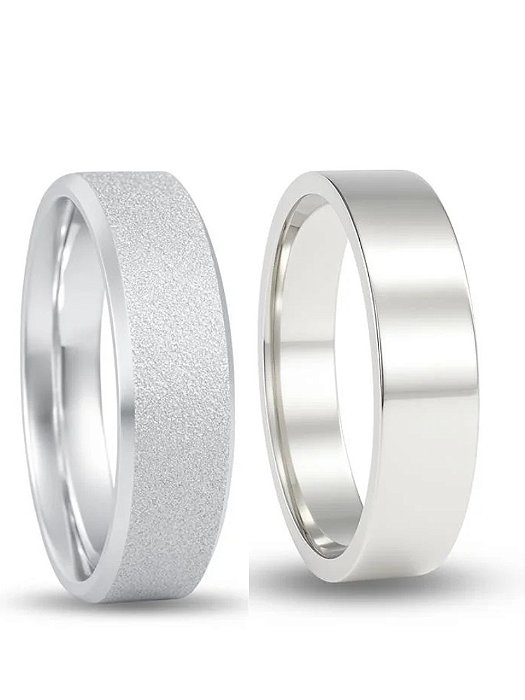 Par de Aliança Snow 5mm - Prata 950
