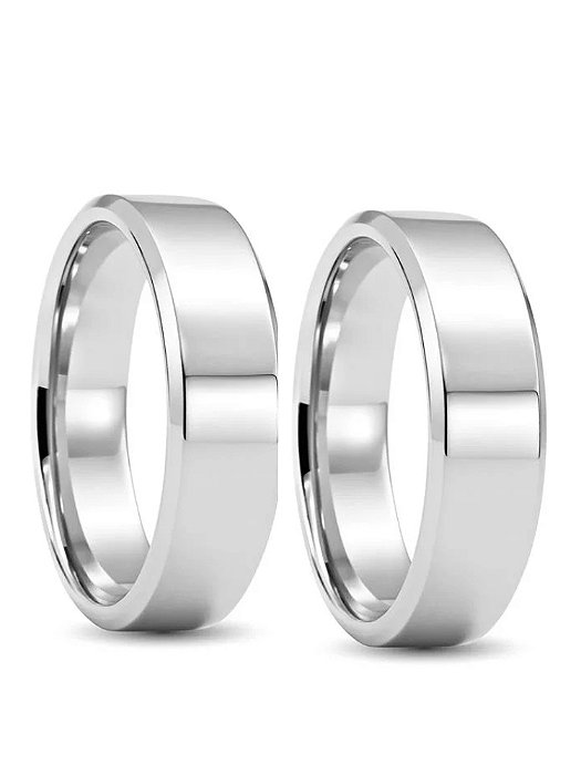 Par de Aliança Chanfrada 6mm - Prata 950