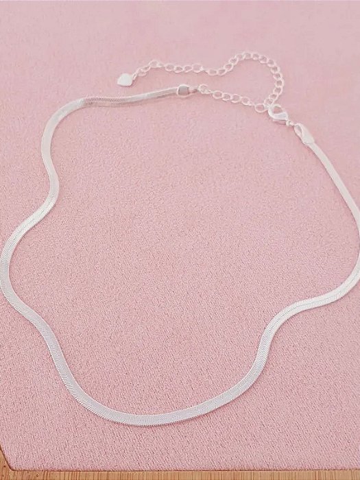 Choker de Fita 3mm - Folheado a prata