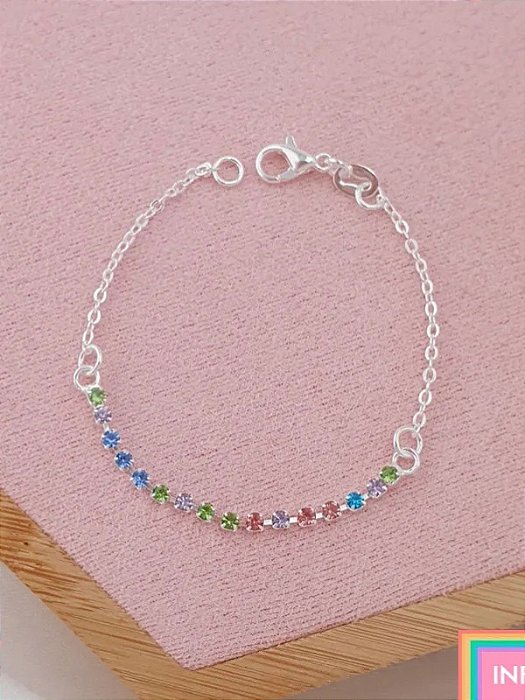 Pulseira cravejada color - Folheado a prata